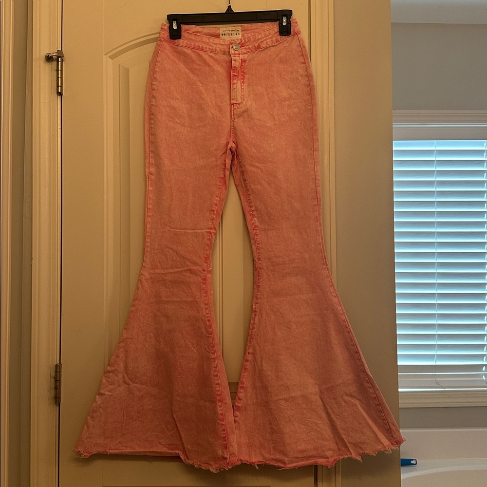Pink Flared Bell Bottom Jeans. High rise, size small
